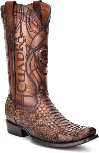 Vista 2 de Cuadra Botas occidentales para hombre en piel auténtica de pitón, Metálico