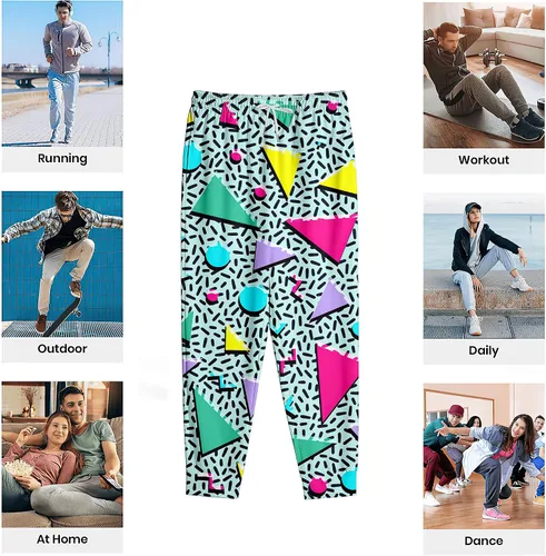 Vista 7 de VVGETE Disfraces de los años 80 para hombre, pantalones deportivos, pantalones casuales para correr con cordón, traje de los años 90 para hombre