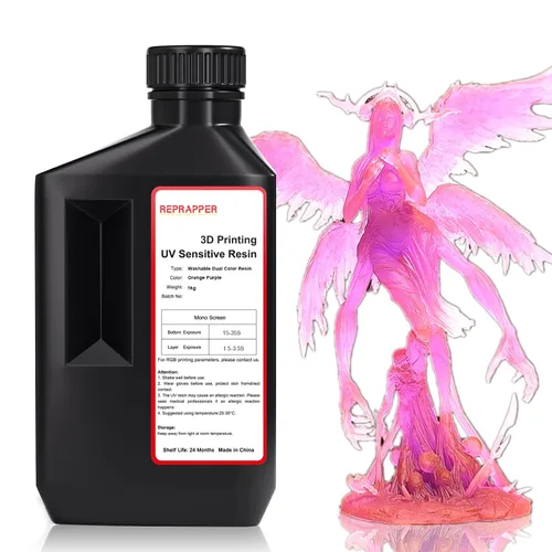 Vista 8 de RepRapper Resina para impresora 3D, 405nm Cambio de color de curado rápido UV, paquete de resina estándar de 1kg, resina de fotopolímero
