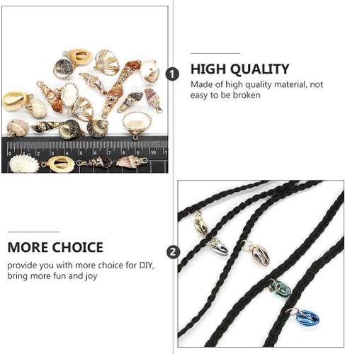 Vista 8 de HEALLILY Beavorty - 13 piezas de anillos para el cabello, colgantes de joyería con concha de océano, accesorios para el cabello, puños