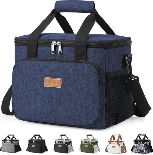 Vista 30 de Lifewit Lonchera mediana aislada, suave y refrigerante, para adultos, hombres y mujeres, color negro, 12 latas (9L)