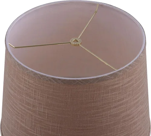 Vista 4 de Aspen Creative 32140 Pantalla de lámpara de construcción araña con forma de imperio de transición de tela dura en lino beige, 12" superior x 14