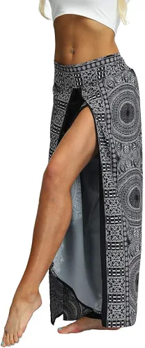 Vista 2 de MsAnya Womens Palazzo Slit Wide Leg Pants Summer Casual Beach Boho Hippie Bohemian Pilate Plus Size 10-18