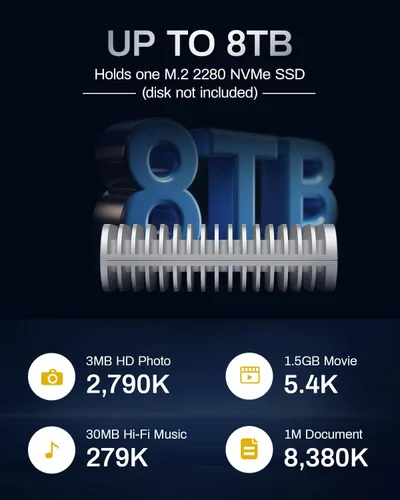 Vista 9 de TERRAMASTER Carcasa SSD D1 Plus 40Gbps M.2 NVMe SSD - Carcasa de aluminio M.2 USB tipo C, compatible con USB 4/3.2/3.1/3.0/2.0, Thunderbolt 5/4/3