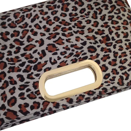 Vista 7 de JNB - Embrague de piel sintética con mango superior de leopardo pequeño