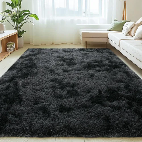 Vista 106 de Mugorn - Alfombras suaves y esponjosas de 2 x 3 pies para el hogar, alfombra pequeña con 4 mallas antideslizantes, color negro, 2 x 3 pies