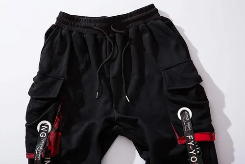 Vista 5 de Hello MrLin Pantalones deportivos para hombre, estilo punk, cargo, holgados, tecnológicos, hip hop, pantalones de harén, ropa de calle, pantalones