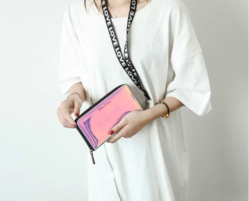 Vista 6 de Marchome Holographic Clutch - Cartera iridiscente para teléfono móvil con correa extraíble