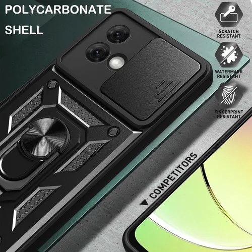 Vista 3 de CCSmall Funda para Motorola G84 5G con cubierta deslizante para cámara SJ Negro