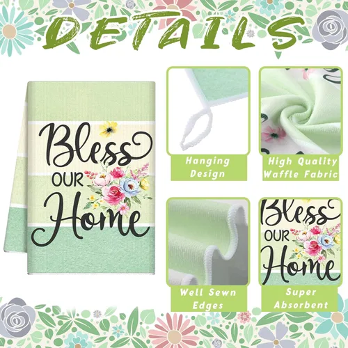 Vista 3 de Kajaia 6 toallas de cocina de primavera, toallas de mano florales de 15.8 x 23.6 pulgadas, paño de cocina rosa con flores de primavera absorbente