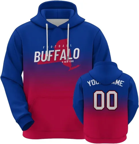 Vista 16 de Custom Football City Map Gradient Hoodies-Personalized Name Number Hooded Sweatshirts Football Fans Gifts for Men,Women,Youth