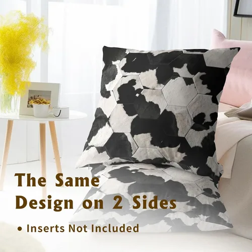 Vista 5 de Giwawa Juego de 2 fundas de almohada decorativas de piel de vaca, con estampado de vaca, funda de cojín con cuadrícula de piel de animal de granja
