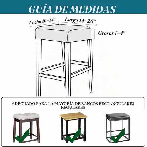 Vista 6 de ANWUCHEN Fundas de taburete rectangulares, paquete de 2 fundas elásticas impermeables de poliuretano rectangulares para taburetes de bar, fundas