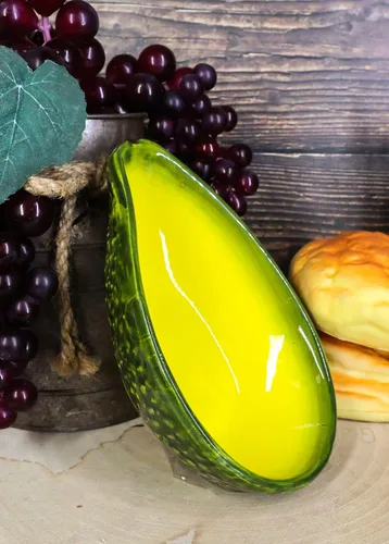 Vista 9 de Ebros - Cuenco pequeño de aguacate con media división, 7 pulgadas de largo para salsa, aperitivos, decoración del hogar, decoración de comida