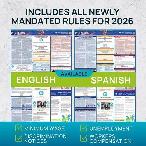 Vista 9 de Póster de ley laboral de Nueva York 2025, estatal, federal, cumple con la OSHA, publicación requerida en el lugar de trabajo para empleados, póster