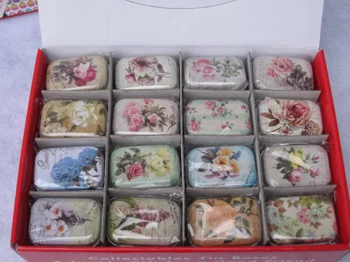 Vista 19 de 8 piezas de mini flores de estaño organizador de joyas caja de almacenamiento cajas decorativas pequeñas latas de metal floral con tapas