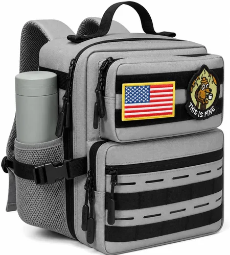 Vista 17 de Mini mochila táctica de 9L para hombres y mujeres, mochila táctica militar pequeña para deportes, gimnasio, senderismo, viajes, camping, Verde Verde