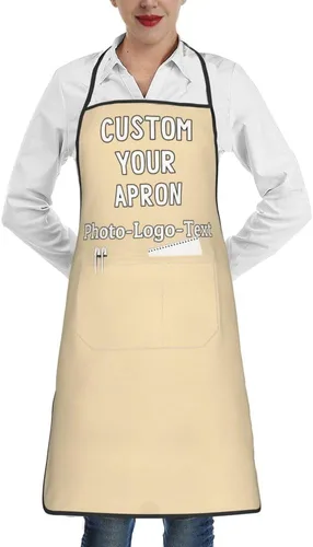 Vista 46 de Delantales personalizados para adultos, delantal personalizado con logotipo de foto, delantal impermeable con 2 bolsillos