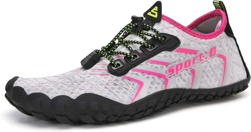 Vista 15 de UBFEN Zapatos acuáticos para natación, para hombre y mujer, para deportes de playa, secado rápido, descalzos para navegación, pesca, buceo, surf