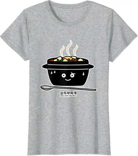 Vista 26 de Sopa coreana de guiso de tofu suave picante Sundubu jjigae huevo caliente, gris, S Negro