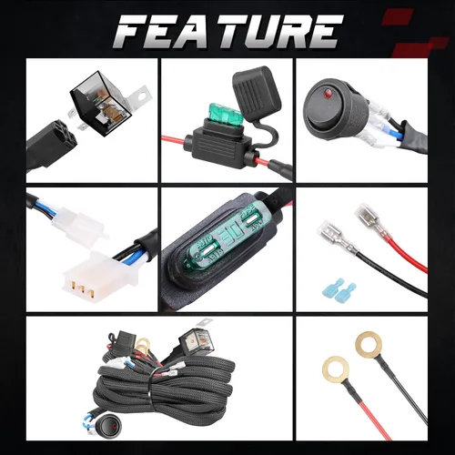 Vista 7 de OFFROADTOWN - Arnés de cableado, kit de arnés de cableado de 1 cable resistente para luces antiniebla, barra de luz de trabajo LED, vainas LED de 12