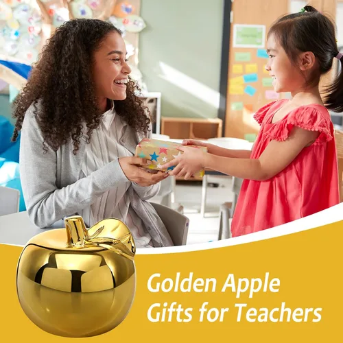 Vista 5 de Outus 1 Uds. Manzanas doradas, regalos de la semana de agradecimiento al profesor, regalos de cerámica, premio de manzana dorada para mujeres