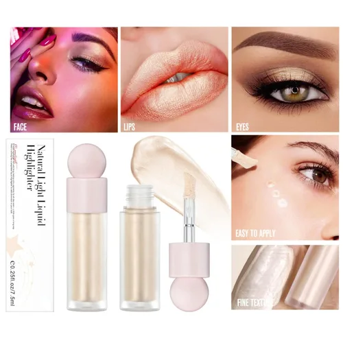 Vista 3 de Resaltador líquido de maquillaje - Resaltadores faciales y luminizadores, resaltadores de maquillaje para un brillo natural de larga duración