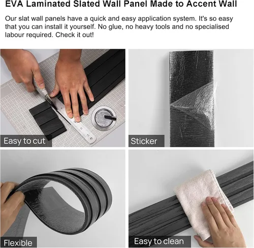 Vista 8 de 4 rollos de paneles de pared de láminas de PVC para despegar y pegar, panel de papel tapiz de grano de madera sintética grueso autoadhesivo de 4 x