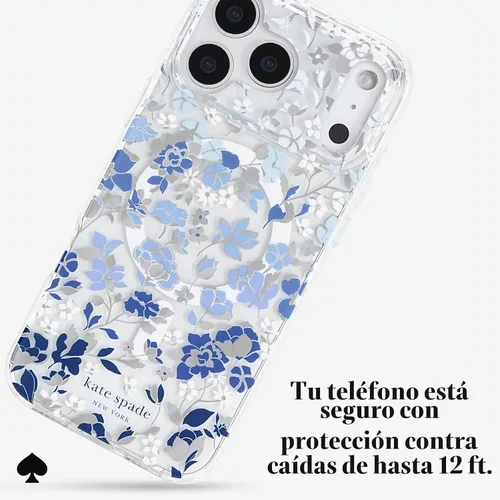 Vista 4 de kate spade new york Funda para iPhone 18 Pro Max - Cama de flores azul Macizo de flores azul