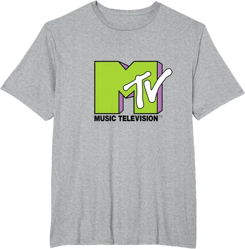 Vista 76 de Camiseta de tratamiento de relleno con logotipo MTV verde lima y morado, Negro, S Azul Marino