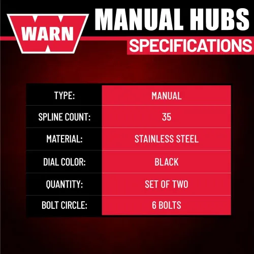 Vista 5 de WARN Bujes de bloqueo manual negros premium 35 Spline para Ford Super Duty 05-26 Ford F‑250/F‑350/F‑450/F‑550, negro con recubrimiento en polvo