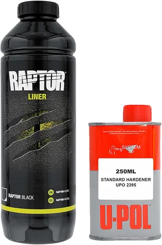 Vista 2 de Custom Shop Revestimiento de uretano en aerosol para cama de camión negro, kit de 1 cuarto de galón con endurecedor