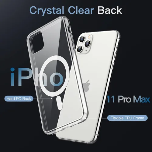 Vista 4 de JETech Funda magnética para iPhone 11 Pro Max de 6.5 pulgadas, compatible con carga inalámbrica MagSafe, a prueba de golpes, parte trasera