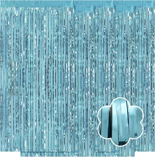 Vista 16 de Paquete de 5 cortinas de papel de aluminio negro de 3.2 x 9.8 pies, cortinas de oropel metálico con flecos, telón de fondo para cabina de fotos