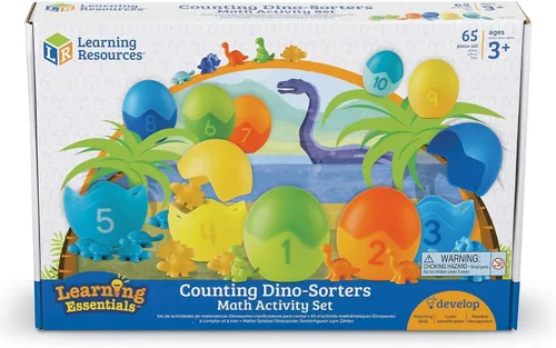 Vista 5 de Learning Resources Juego de clasificación de dinosaurios con contadores matemáticos, juguete de clasificación de dinosaurios, 65 piezas, a partir