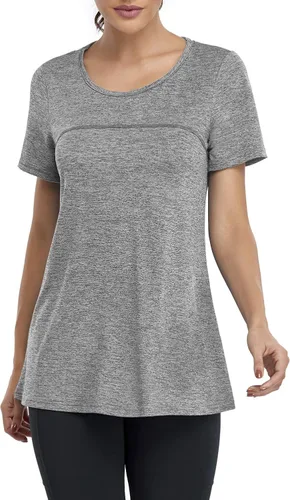 Vista 4 de Kimmery - Blusa de yoga para mujer manga corta cuello redondo espalda cruzada