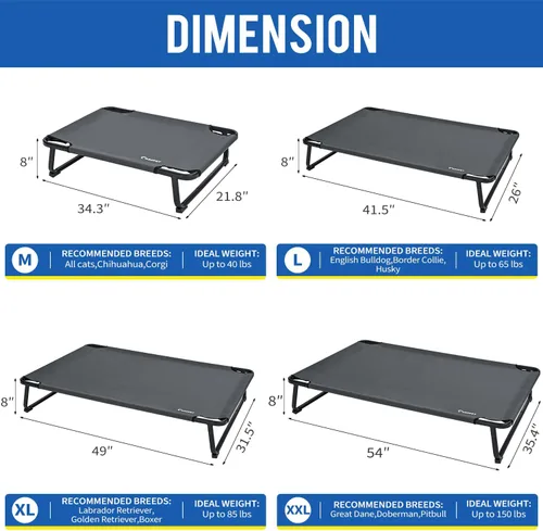 Vista 7 de ABCPET Cama elevada refrescante para perros, cama elevada para perros para exteriores, camas impermeables para mascotas, cuna estable y fácil