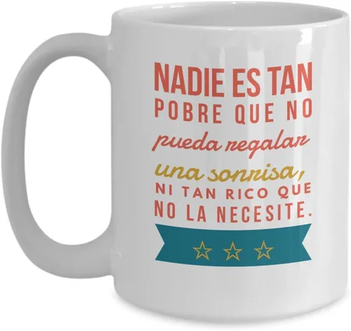Vista 3 de Taza Cafe Sonrisa Vaso, taza de café divertidas, tazas personalizadas, taza de café inspiradoras, taza con mensajes positivos., 11onza