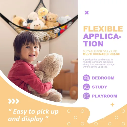 Vista 7 de Lazebox Hamaca de red para animales de peluche para juguetes de peluche, hamaca de animales de peluche de esquina para decoración de habitación