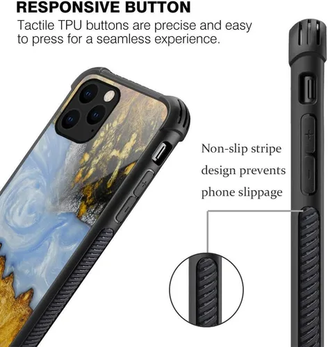 Vista 3 de Funda compatible con iPhone 13, fundas para mujeres y niñas, diseño de lujo, diseño de mármol natural de madera 004