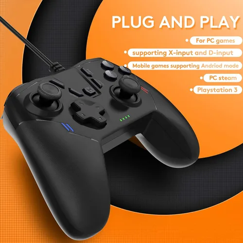 Vista 2 de Uberwith Wired PC Game Controller, Joystick Gamepad Controller for PC Game Controller Compatible With Steam, PS3, Windows 1087 PC, Laptop, TV Box
