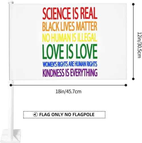 Vista 4 de Bandera de auto con texto en inglés "Science Is Real Black Lives Matter", decoración de doble cara (sin asta de bandera)