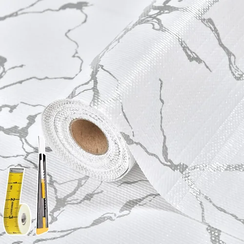 Vista 22 de Lámina para revestir estantes y cajones de cocina y baño, impermeable, antideslizante, sin adhesivo, fácil de limpiar, incluye cuchillo y cinta