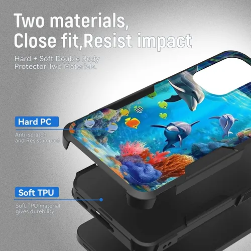 Vista 627 de Funda para Galaxy A14 5G, resistente de doble capa híbrida de policarbonato duro, goma suave, a prueba de golpes, funda protectora resistente