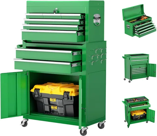 Vista 14 de Oakcloud Combo de Caja y Gabinete de Herramientas Rodantes de Servicio Pesado de 5 Cajones con Forro Negro - Caja de Herramientas de Garaje de Acero