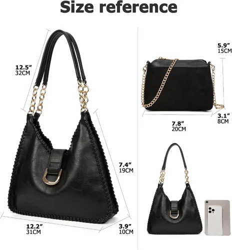 Vista 2 de Sweetovo Bolsas de mano para mujer, juego de bolsos vintage, de cuero vegano, bolsa mediana y bolso cruzado para viajes