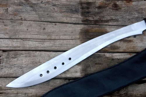 Vista 4 de Machete de hoja de 20" Nepal EGKH Made Libro de Eli, espada de acero de alto carbono, mango de palisandro