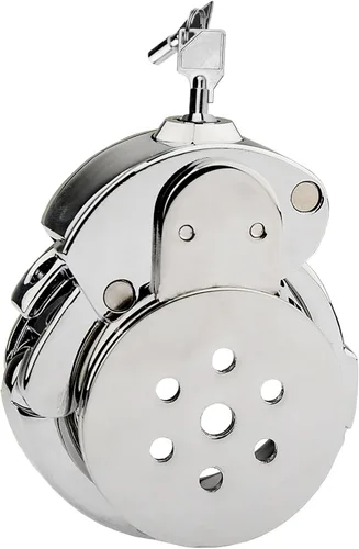 Vista 5 de Jaula de castidad masculina, dispositivo de castidad con botón de castidad, jaula de metal para pene pequeño, juguete sexual para adultos con anillo