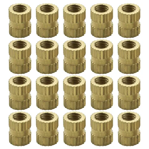 Vista 31 de MroMax Tuercas de inserción moleteadas M2, latón métrico M2x3x3.0.079 in Tuercas de inserción roscadas a través de roscas encajadas en agujeros