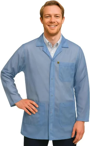 Vista 12 de ESD Jacket with Snap Cuff - Level 3 Certified Anti-Static Smock - Lightweight Protective Workwear for Electronics & Labs